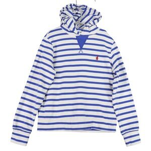 Johnnie O Striped Surf Hoodie Youth 12 Blue White Cotton Pullover‎ Beach